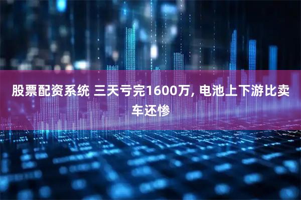 股票配资系统 三天亏完1600万, 电池上下游比卖车还惨